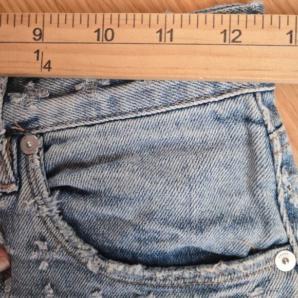 BLANKNYC The Barrow Womens High-Rise Distressed Denim Shorts Sz 24 Frayed Edge - Picture 9 of 11